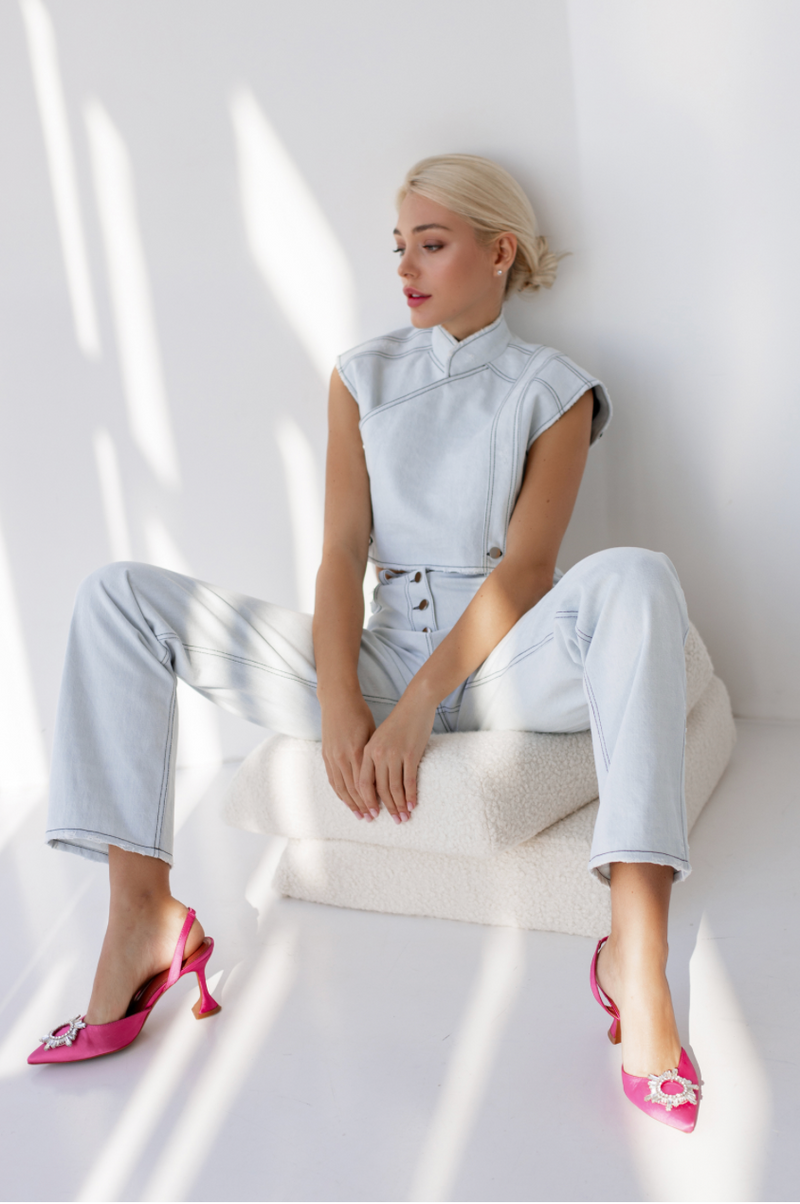 LIGHT BLUE CROP JACKET