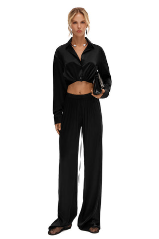 AMELIA NOIR SILK LACE BLOUSE