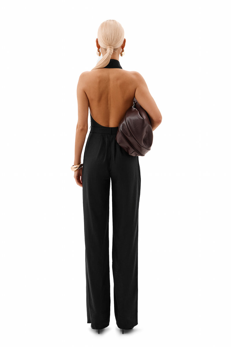 BLACK JUMPSUIT IN LINEN