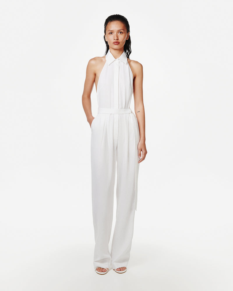WHITE JUMPSUIT IN LINEN