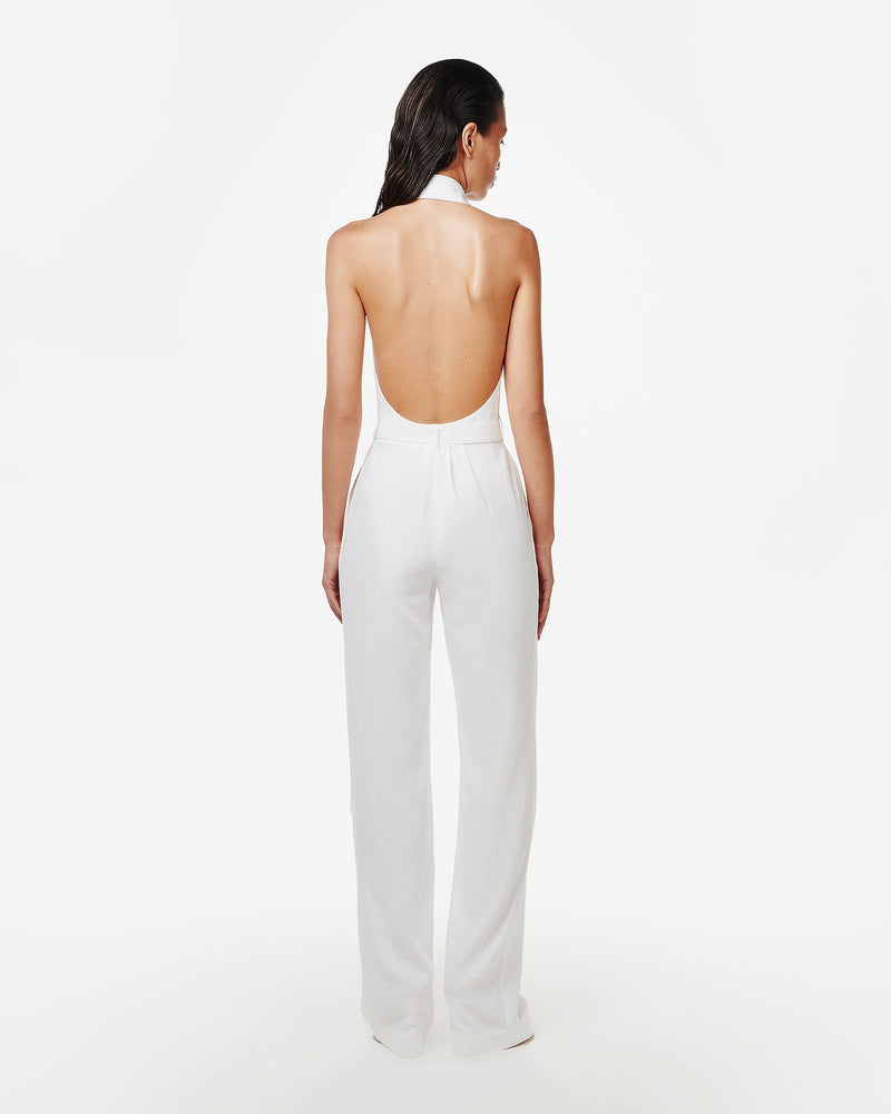 WHITE JUMPSUIT IN LINEN