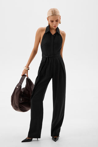 BLACK JUMPSUIT IN LINEN