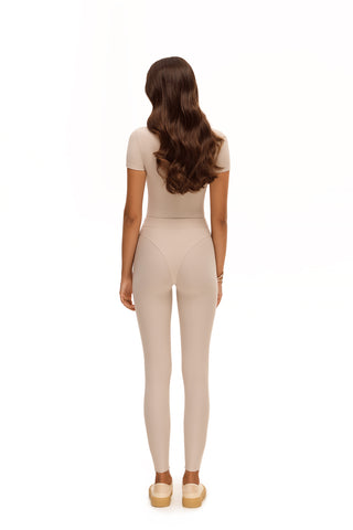 FLUX BEIGE SHORT SLEEVE CATSUIT