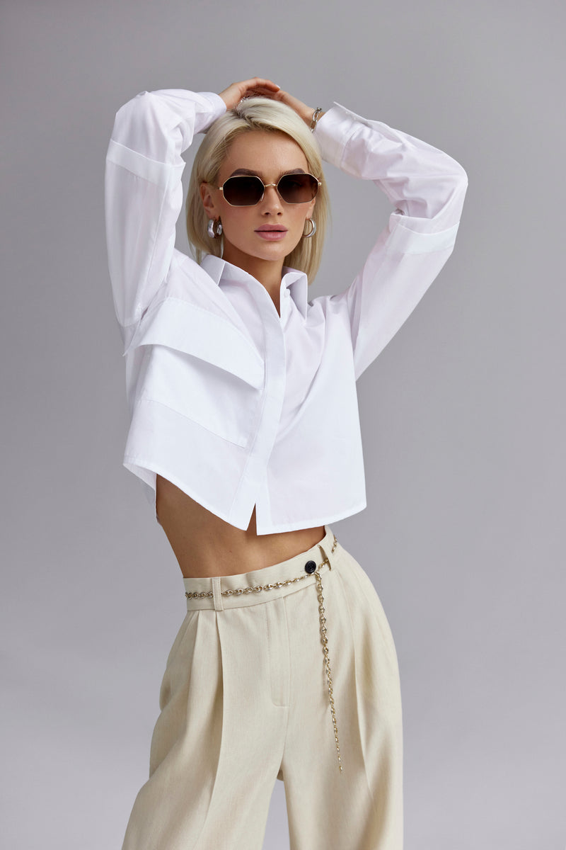 ANNI WHITE CROP SHIRT