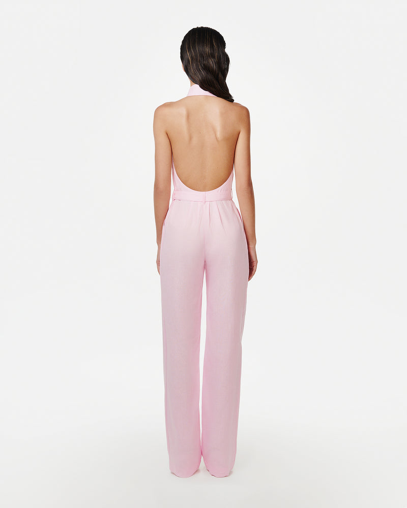 PINK JUMPSUIT IN LINEN