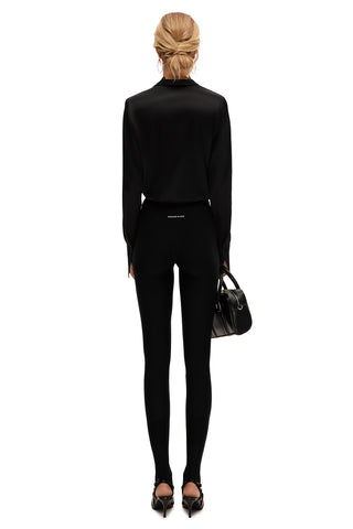 AMELIA NOIR SILK DEEP V BLOUSE