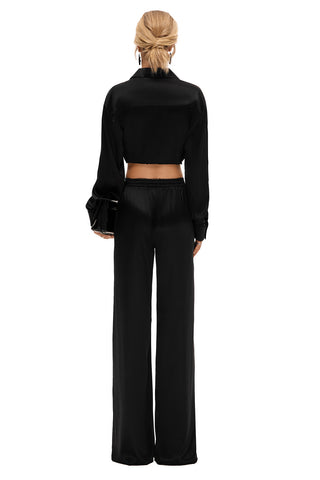 AMELIA NOIR SILK LACE BLOUSE
