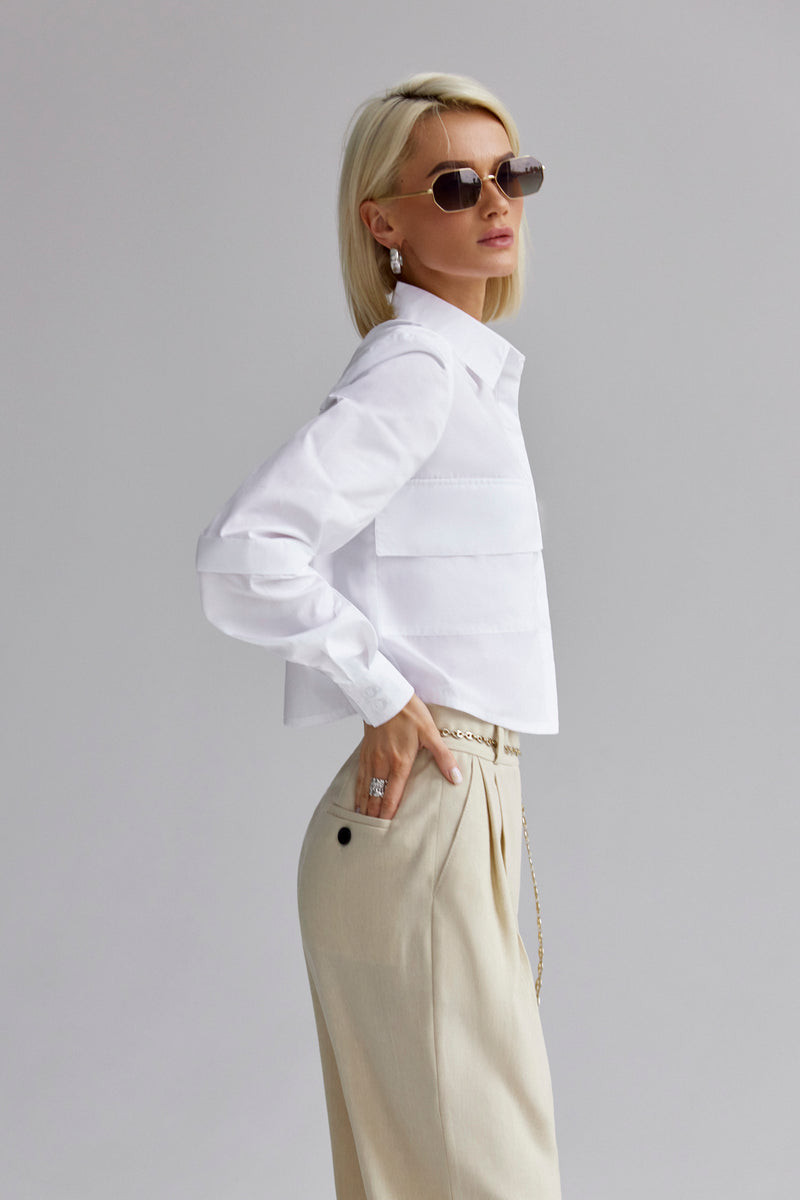 ANNI WHITE CROP SHIRT