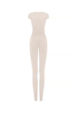 FLUX BEIGE SHORT SLEEVE CATSUIT