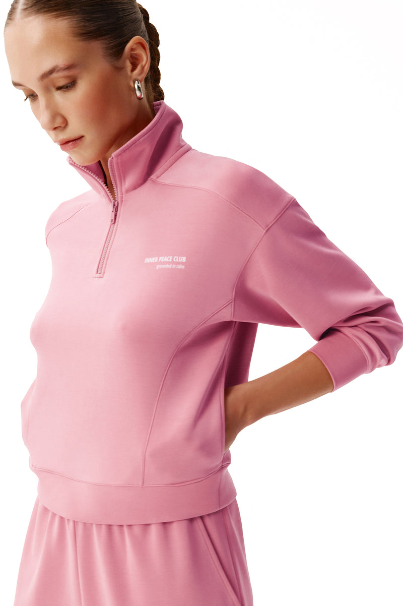 CALME DUSTY ROSE HALF-ZIP