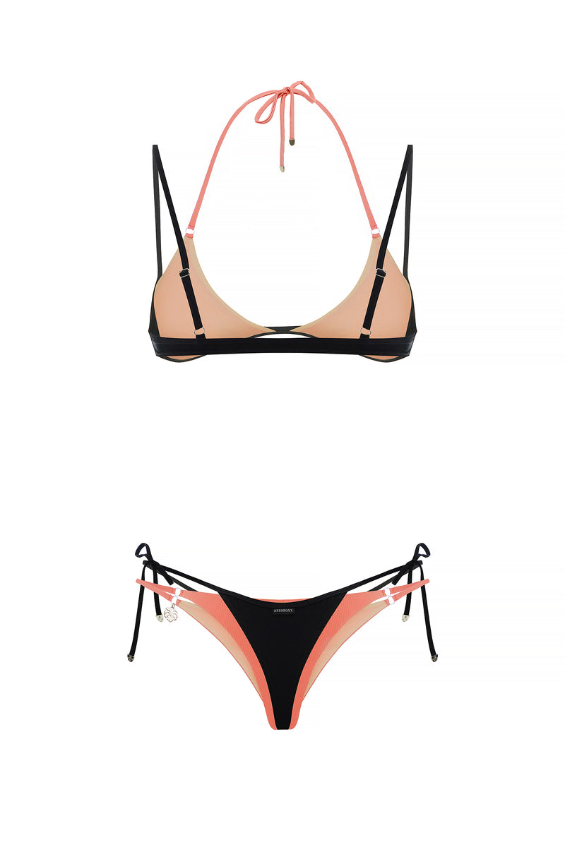 DOUBLE LAYER SET CORAL | BLACK