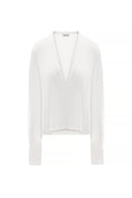 AMELIA BLANC SILK DEEP V BLOUSE
