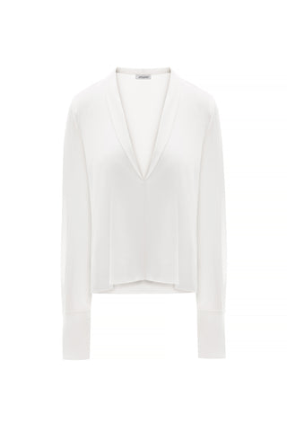 AMELIA BLANC SILK DEEP V BLOUSE - Women's Blouse | ANNAFOXY