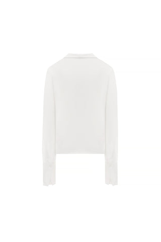 AMELIA BLANC SILK DEEP V BLOUSE