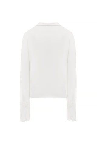 AMELIA BLANC SILK DEEP V BLOUSE - Women's Blouse | ANNAFOXY