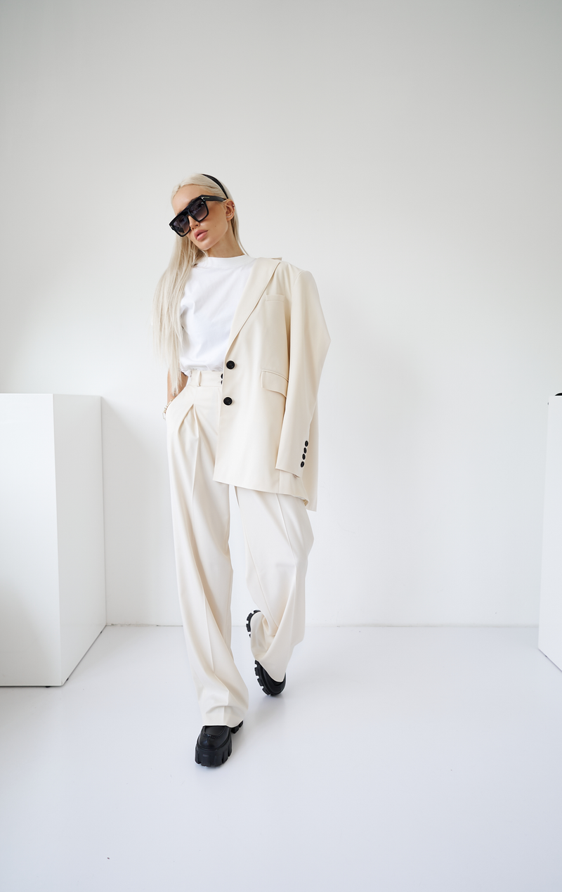 LIGHT BEIGE GELSO PLEATED TROUSERS