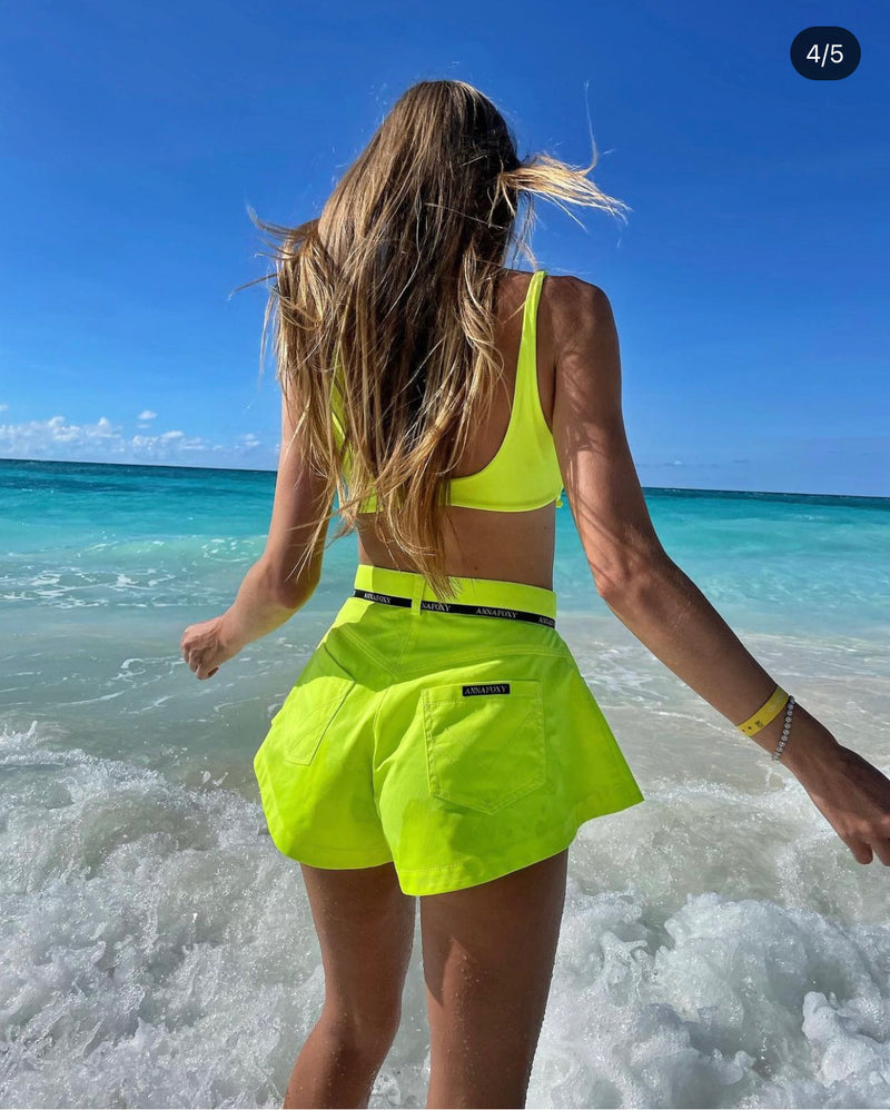 LEILA FRESH GREEN JEANS SHORTS