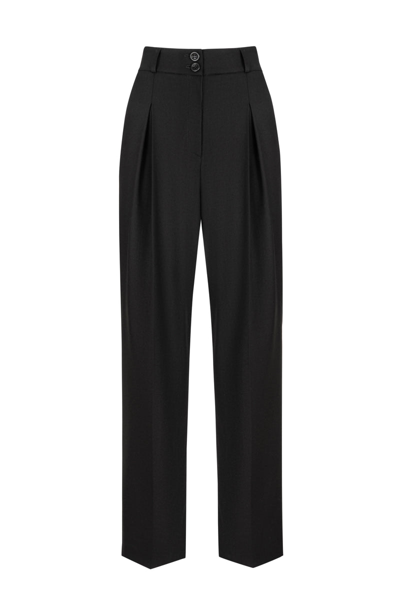 BLACK GELSO PLEATED TROUSERS