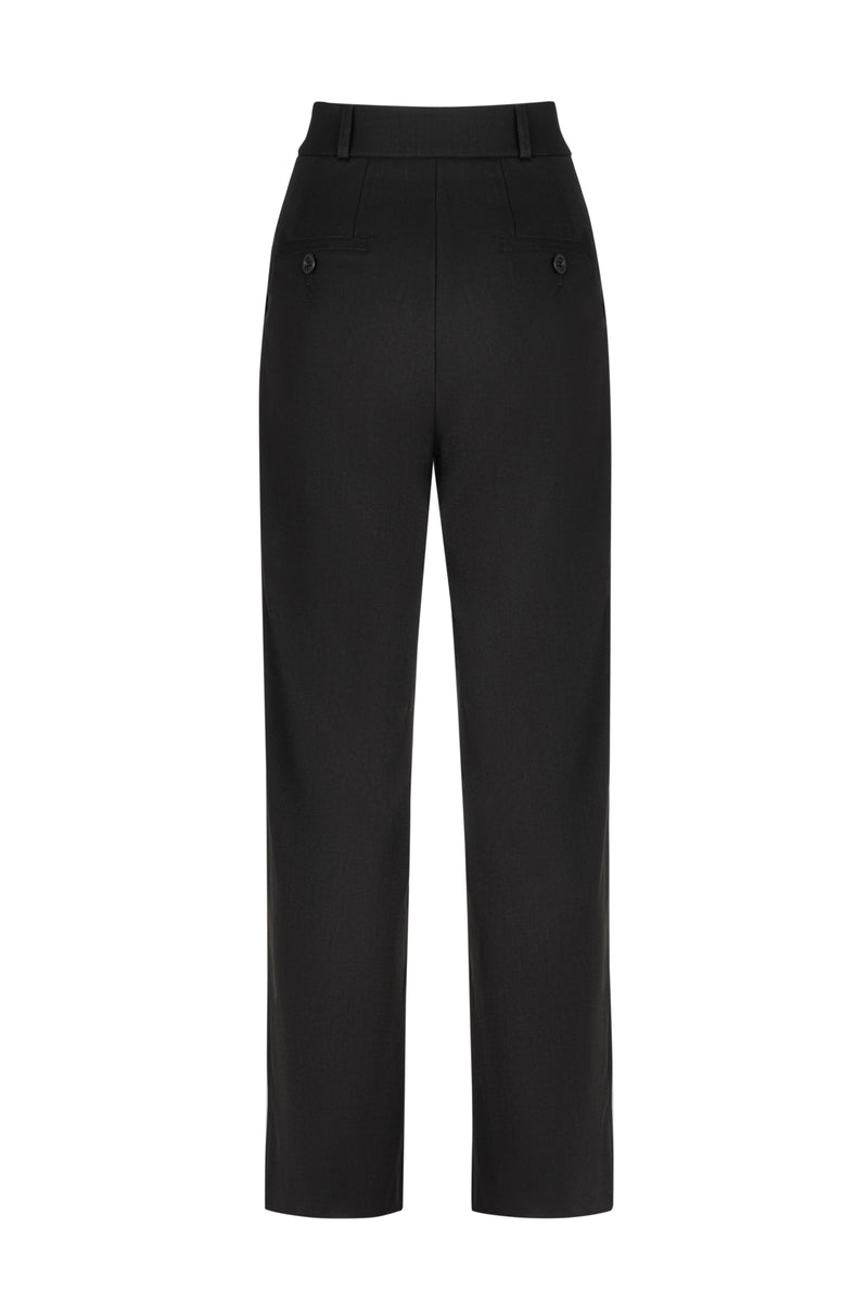 BLACK GELSO PLEATED TROUSERS