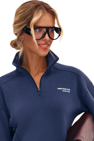 CALME NAVY BLUE HALF-ZIP