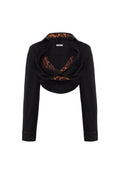 BLACK GELSO CROPPED SHIRT & SILK BRA