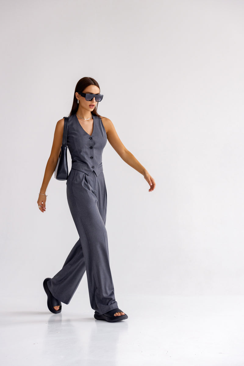 GELSO PLEATED TROUSERS - GREY