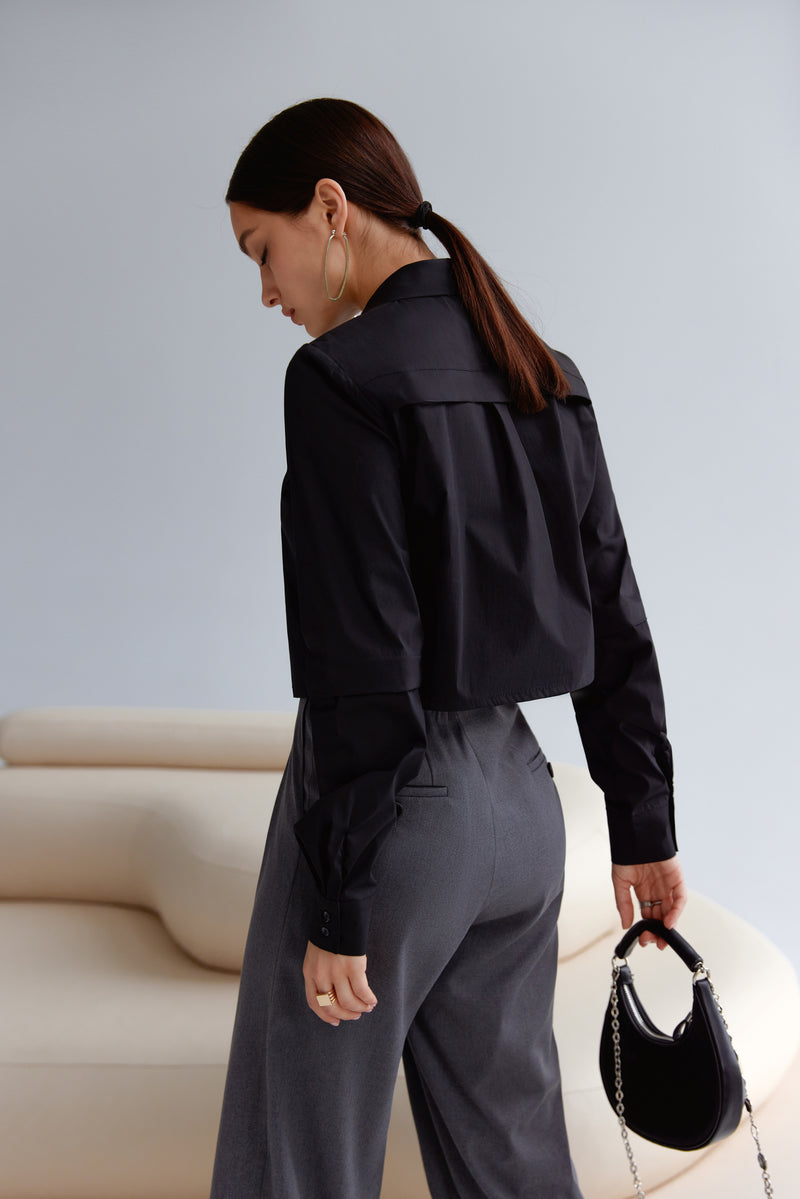 ANNI BLACK CROP SHIRT