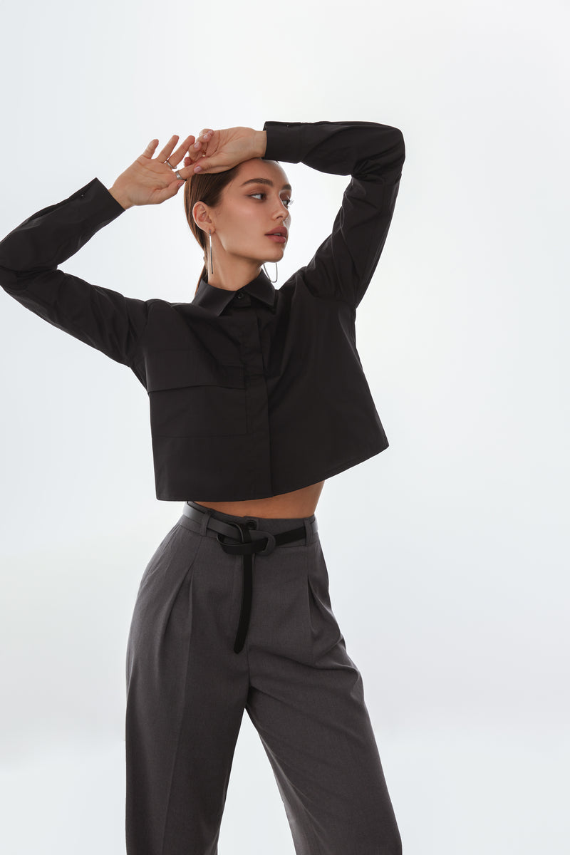 ANNI BLACK CROP SHIRT