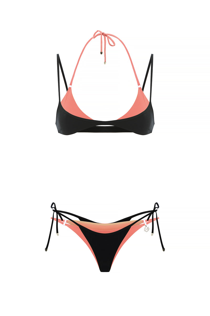 DOUBLE LAYER SET CORAL | BLACK