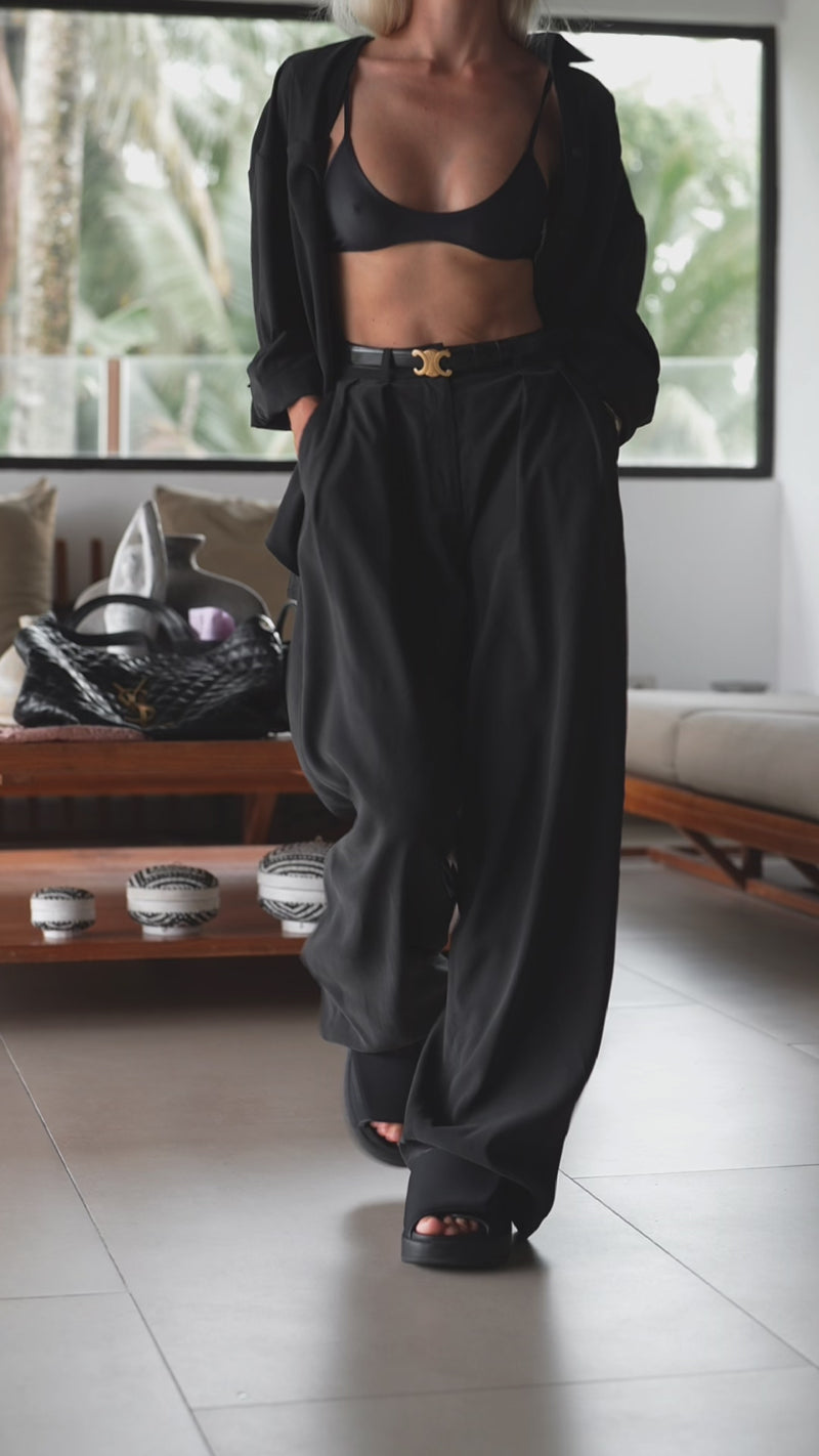 WIDE GRAPHITE BLACK TROUSERS