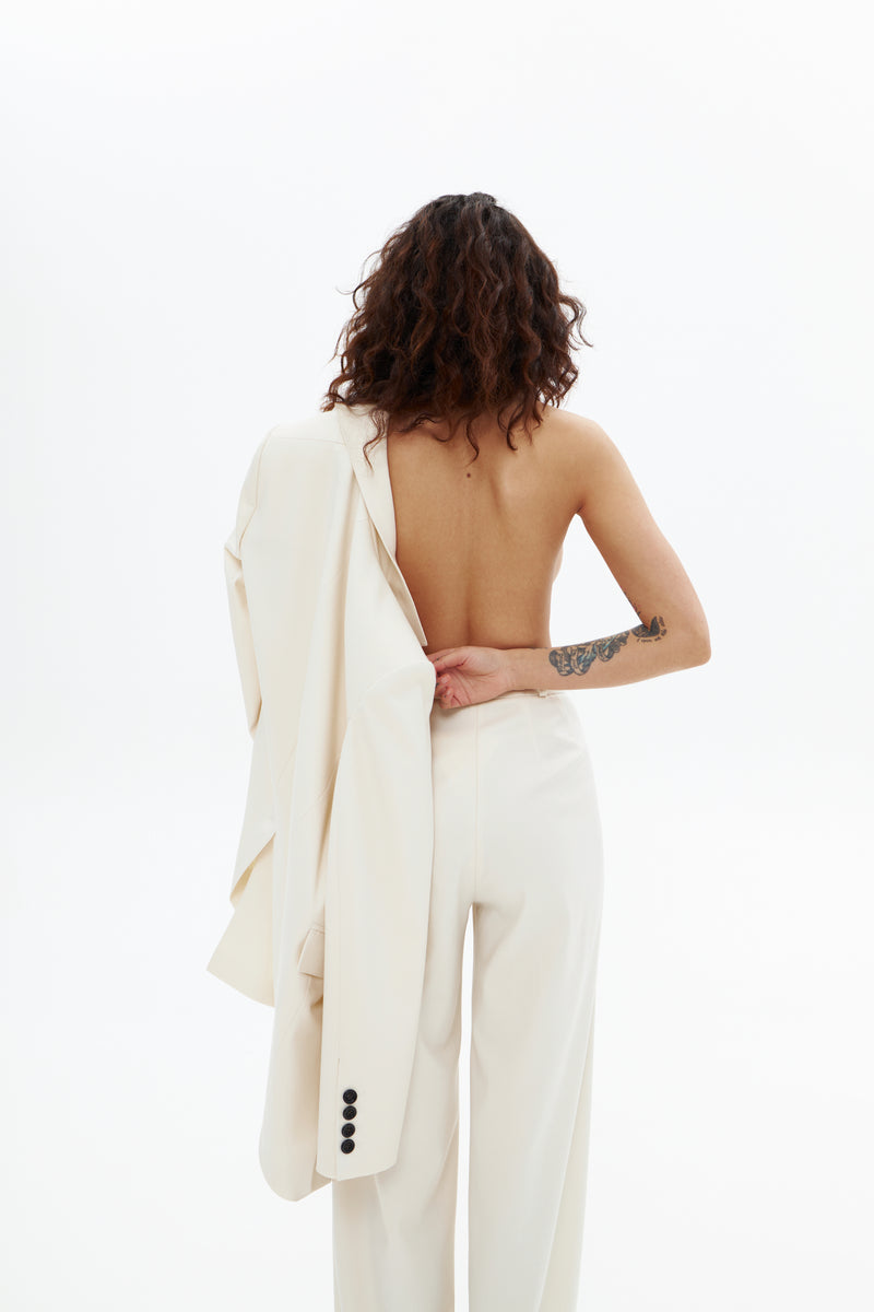 LIGHT BEIGE GELSO PLEATED TROUSERS