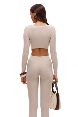 FLUX CROPPED LONG BEIGE TOP