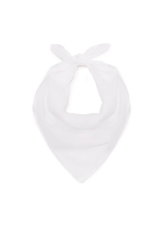 NYX Blanc Silk Bandana – White Italian Silk Scarf | ANNAFOXY