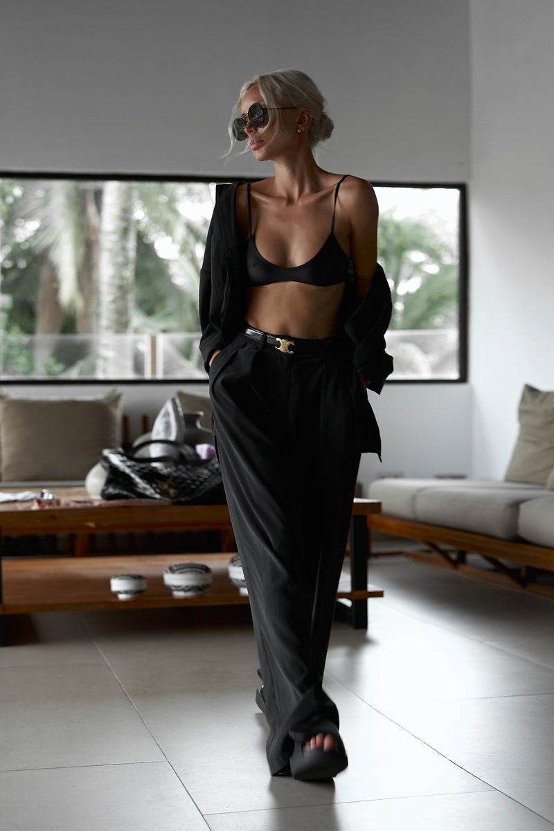 WIDE GRAPHITE BLACK TROUSERS