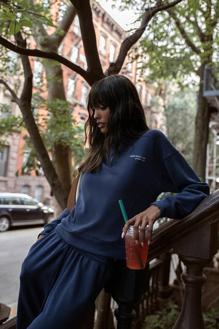 CALME NAVY BLUE HALF-ZIP