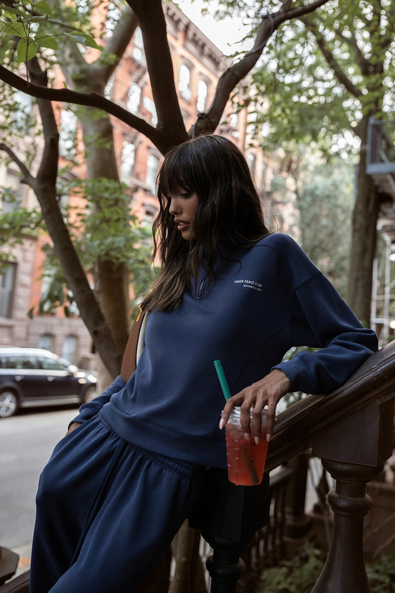 CALME NAVY BLUE HALF-ZIP